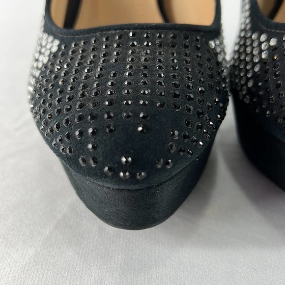 Zara Black Suede Crystal Embellished Platform Pumps Size EU39/US8 - Picture 3 of 11